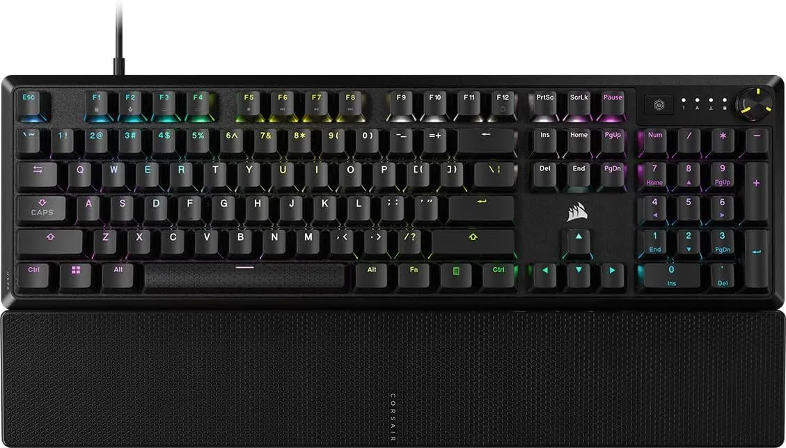 CORSAIR K70 CORE RGB Mechanical Gaming Keyboard with Palmrest - Pre-lubricated Corsair MLX Red Linear Keyswitches - Sound Dampening - Media Control Dial - iCUE Compatible - QWERTY NA Layout - Black