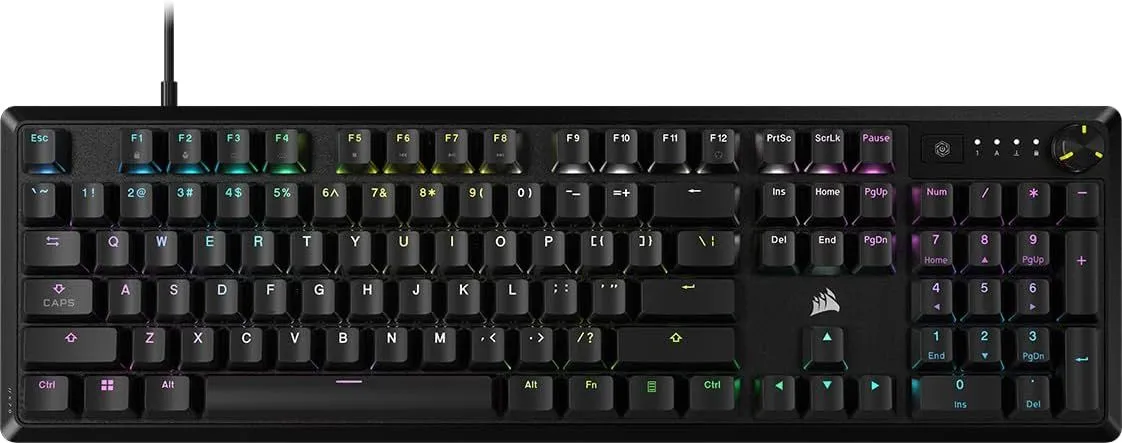 CORSAIR K70 CORE RGB Mechanical Gaming Keyboard - Pre-lubricated Corsair MLX Red Linear Keyswitches - Sound Dampening - Media Control Dial - iCUE Compatible - QWERTY NA Layout - Black