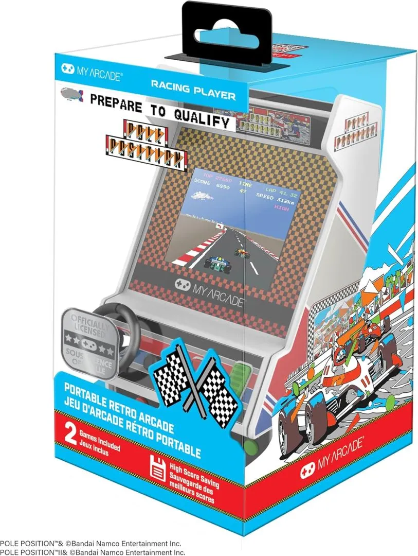 My Arcade Pole Position Racing Player: Retro Mini Arcade Game Console with 2 Games, Real Racing Controls Full Color Screen