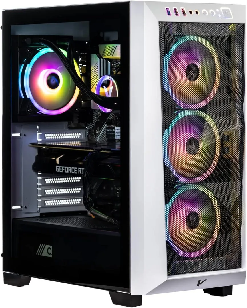 Velztorm White Pilum Custom Built Gaming Desktop PC (AMD Ryzen 7 5700X 8-Core, 32GB RAM, 1TB PCIe SSD + 2TB HDD (3.5), GeForce RTX 4060, WiFi, Bluetooth, HDMI, USB 3.2, Display Port, Win 11 Home)