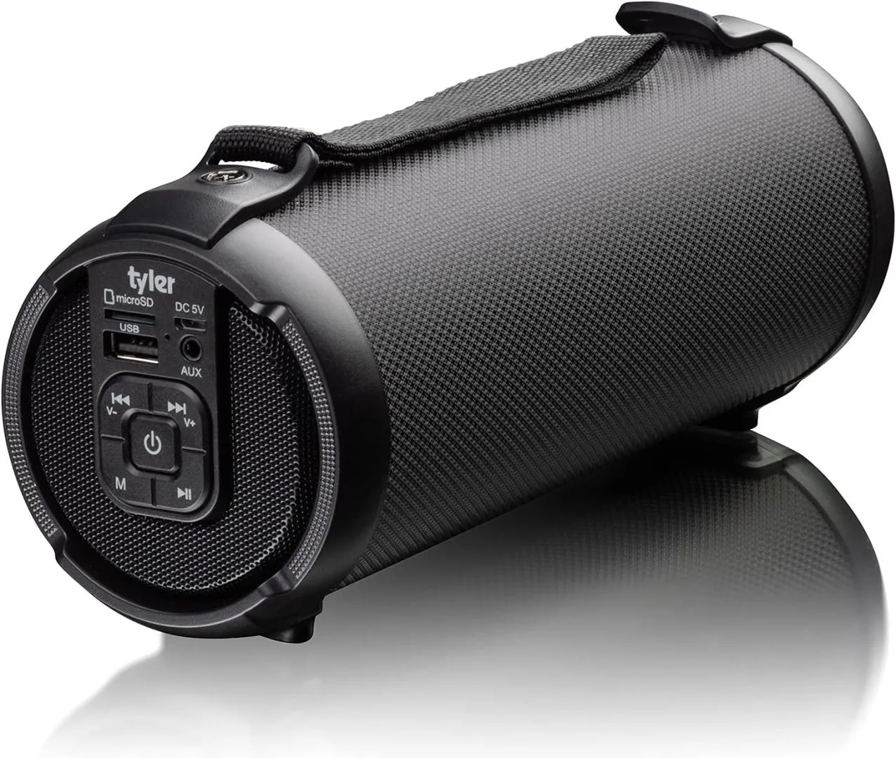 Tyler Wireless Bluetooth Speaker Water Resistant Long Range Rechargeable Boombox USB MP3 Micro SD AUX Inputs Fm Radio Sound & Bass Carry Strap Lightweight for Home Outdoor Stereo