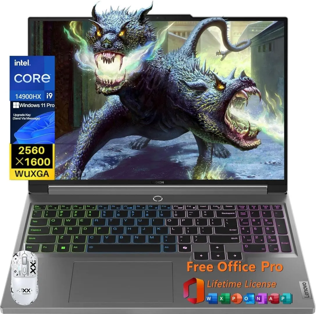 Lenovo Legion 5i Gaming Laptop, NVIDIA RTX 4060, Intel 24-Core i9-14900HX Up to 5.8GHz, 16" WQXGA 165Hz, 64 GB DDR5, 4 TB SSD, Wi-Fi 6E, Windows 11 Pro, MS Office Lifetime License, Patented Mouse