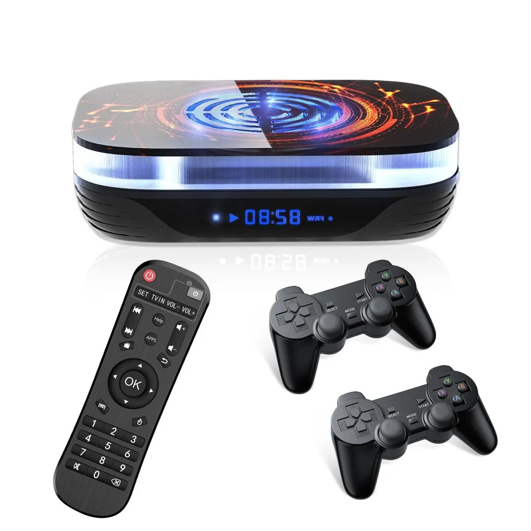 Kinhank Super Console X4 Plus Video Game Console Pre-Built-in 60000+Games,Retro Game Console Compatible with 65+ emulators,EmuELEC 4.6/Android 11.0/CoreE,4K UHD Display,S905x4,2 Controllers included