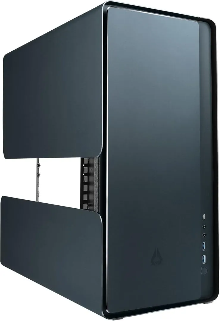 AZZA CAST PC Case - ATX Mid-Tower with Aluminum Wings, Mesh & Plate Front Panels, Open Chassis with Detachable Frame & Customizable Exterior, 360mm Radiator Support, 120mm ARGB Rear Fan - Black