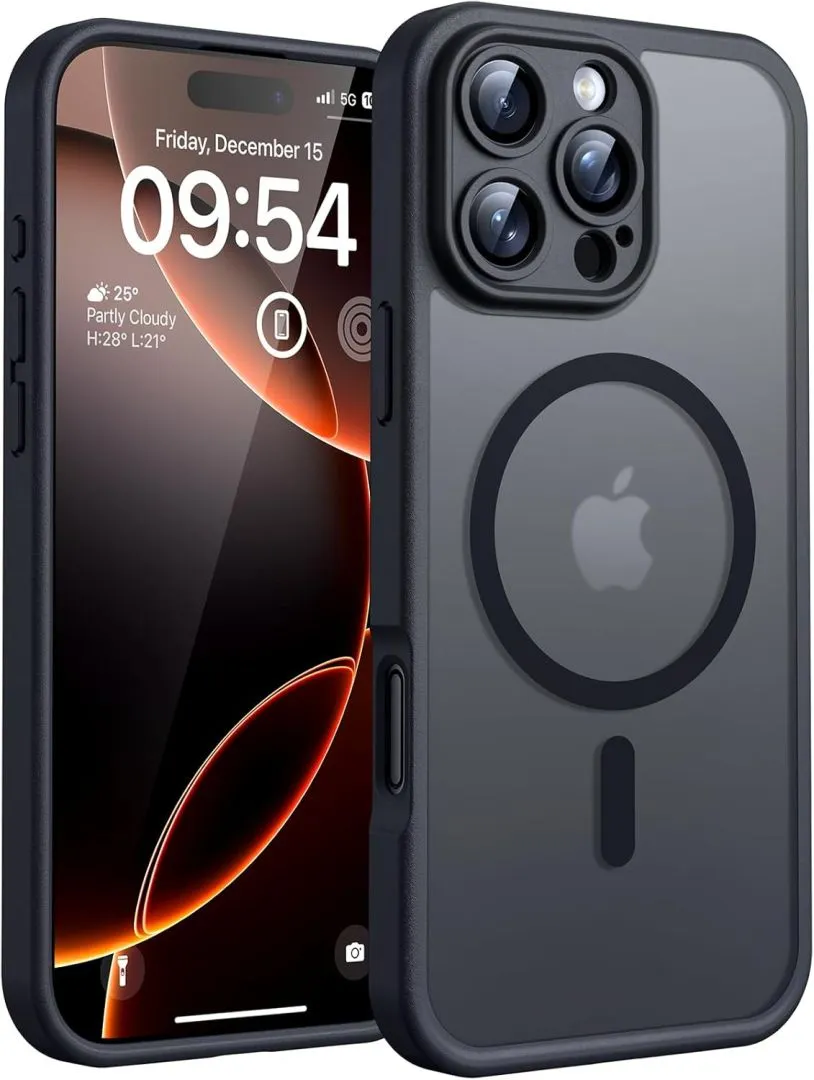 TOCOL for iPhone 16 Pro Max Case, Compatible with Magsafe, Full Camera Protection, Drop Protection, Magnetic Translucent Matte Back Bumper Phone Case for 16 Pro Max 6.9-Inch (Black)