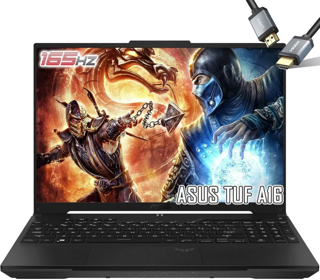 ASUS TUF Gaming A16 Laptop -16inch WUXGA Display 165Hz 100% sRGB - AMD Ryzen7 7735HS Beat i7-12650H - AMD Radeon RX7600S Beat RTX 4060 - Backlit Keyboard - HDMI Cable (32GB RAM |1TB PCIe SSD)