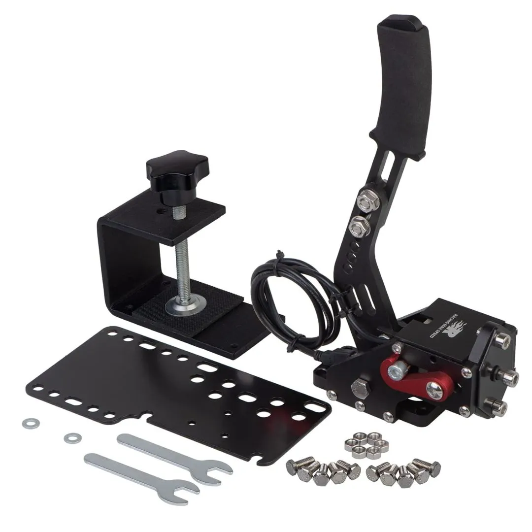 CNRAQR PC Racing Game USB Handbrake for 16Bit SIM for Racing Games, Compatible with G27 G29 G920 G923 T500 T300 Simulate Linear Handbrake（With Fixing Clip and Plate